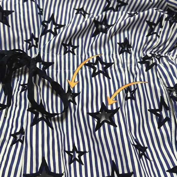 SANDRO Bilbao Star Shirt Dress Tie Waist Blue Contemporary Whimsical Stripe 6 - Picture 9 of 16